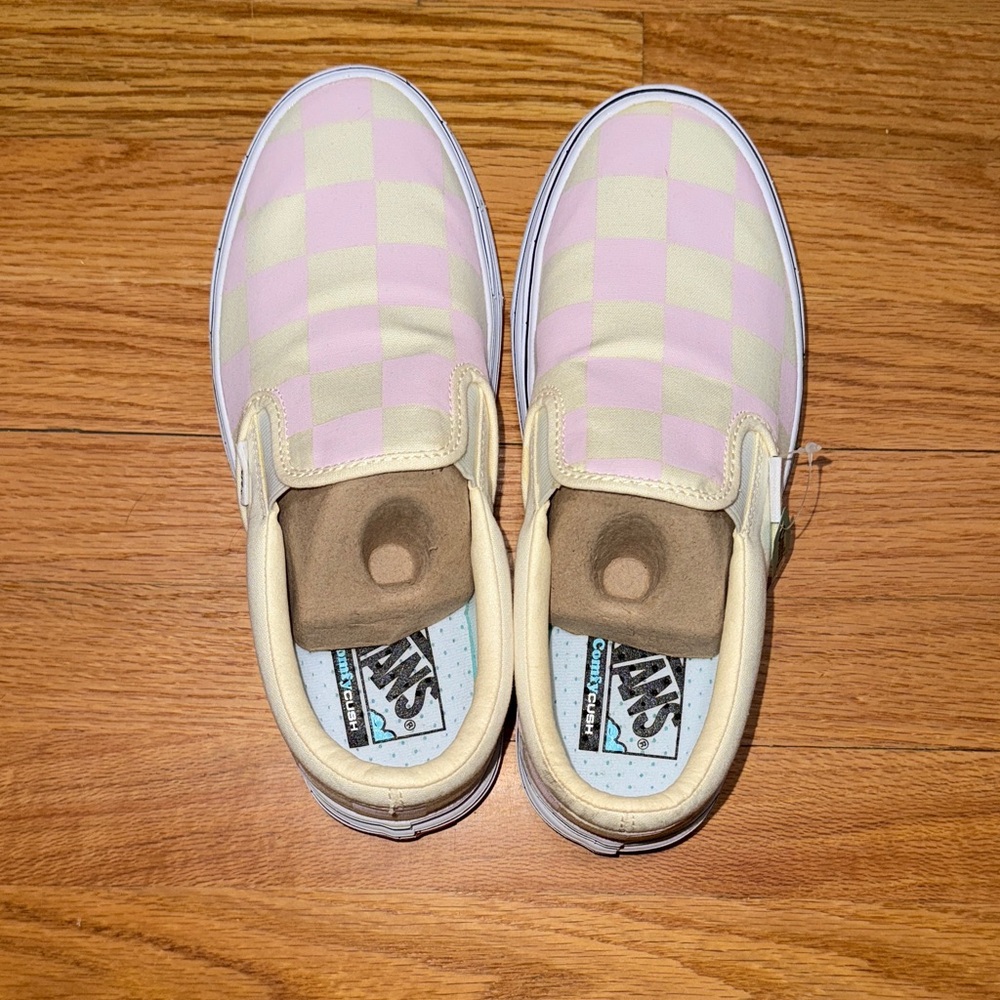 Vans  Checkered Slip-On Sneakers - Pink and Cream
